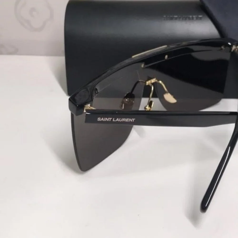 New Authentic Saint Laurent SL 537 Palace 001 – Black & Gold Shield Sunglasses - Picture 6 of 15